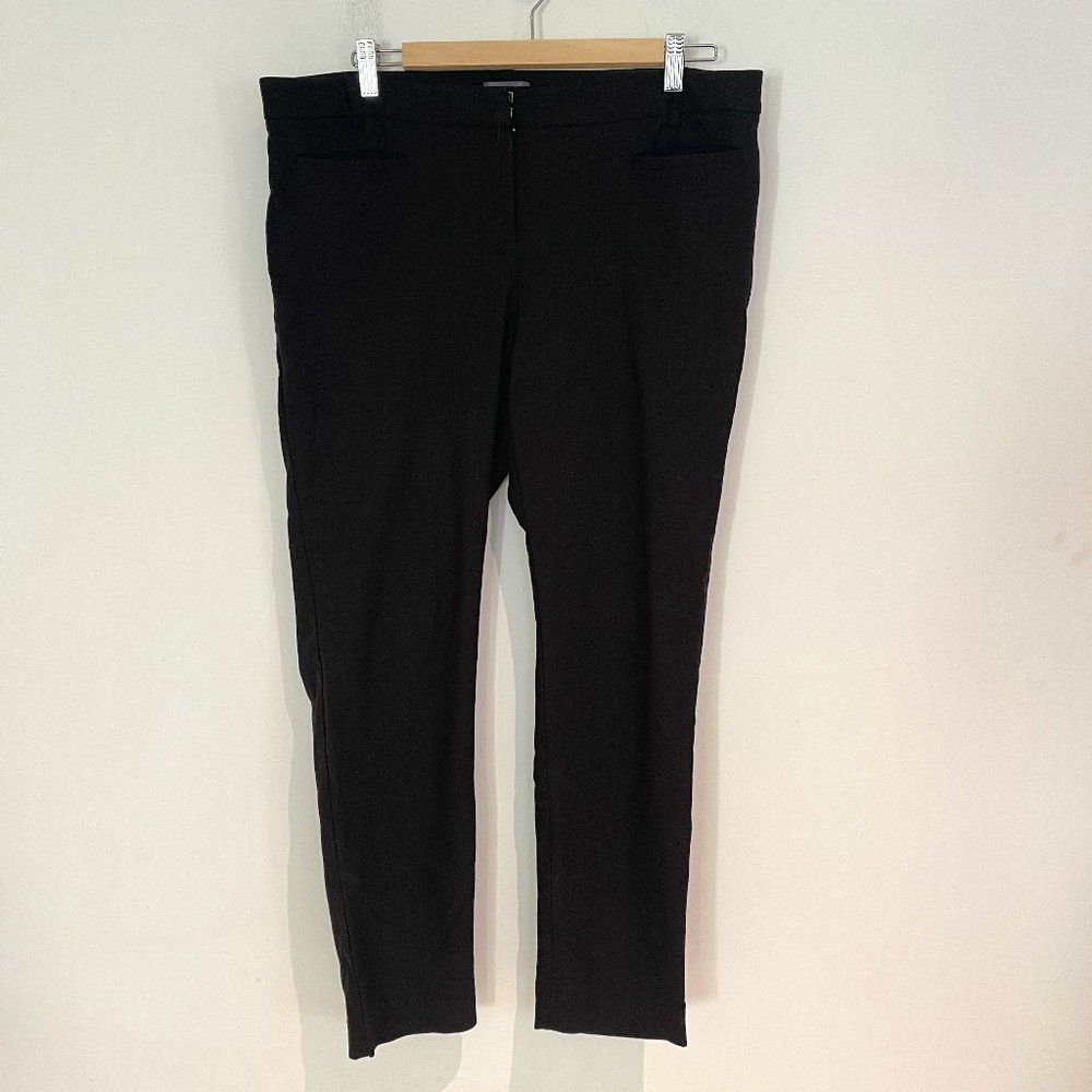 Van Heusen Woman Black Pockets Stretch Straight Leg Trouser Dress Pants Size 14